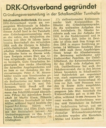 Presseartikel zur Gründung des DRK Ortsvereins Schalksmühle